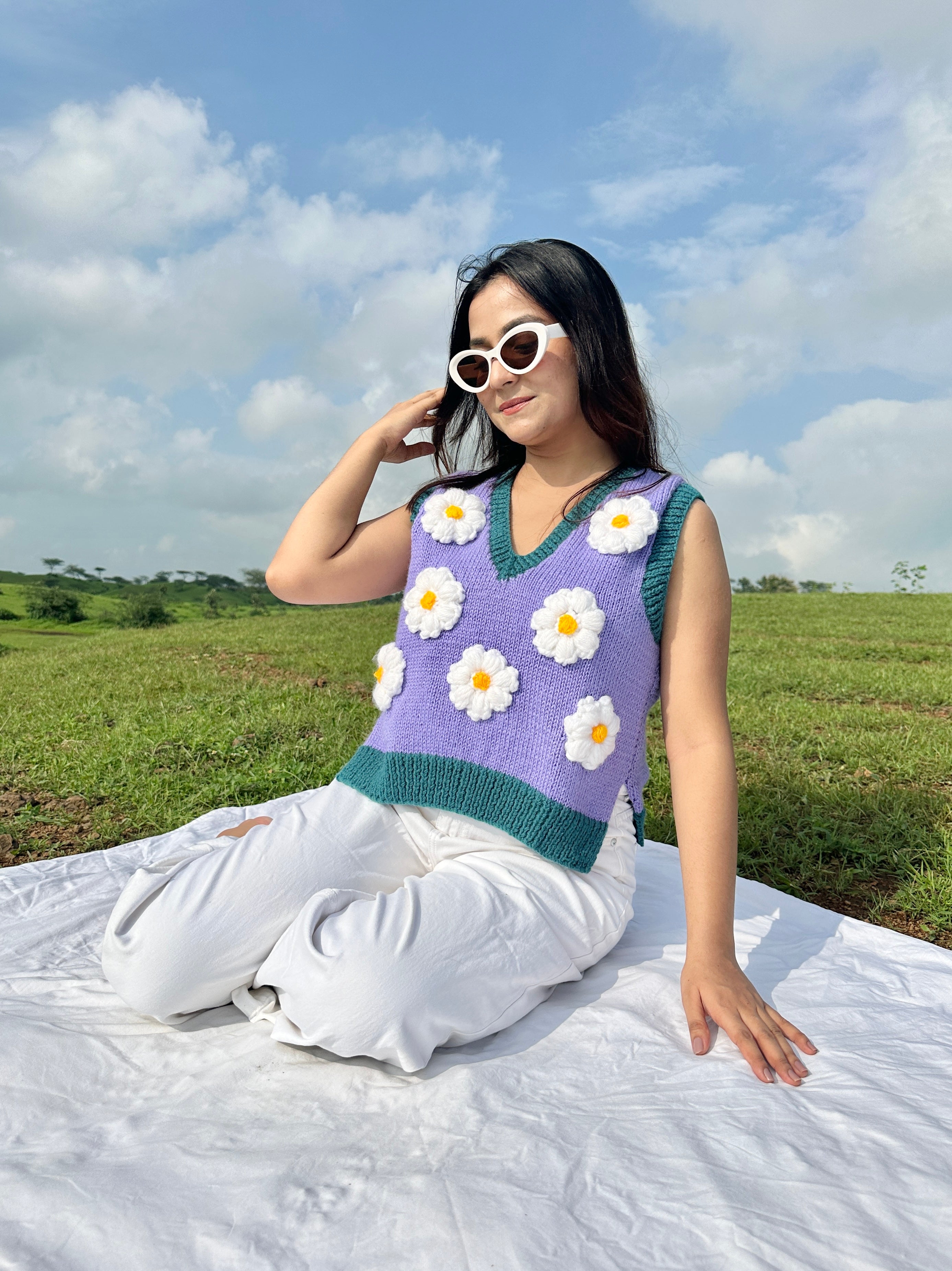 Purple Daisy Vest Coat