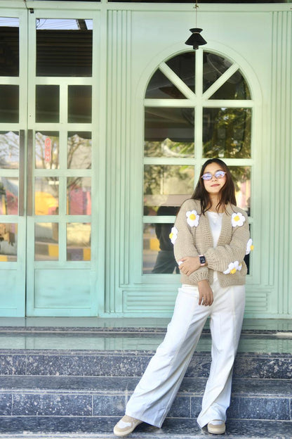 Beige daisy cardigan