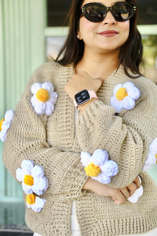 Beige Daisy Cardigan