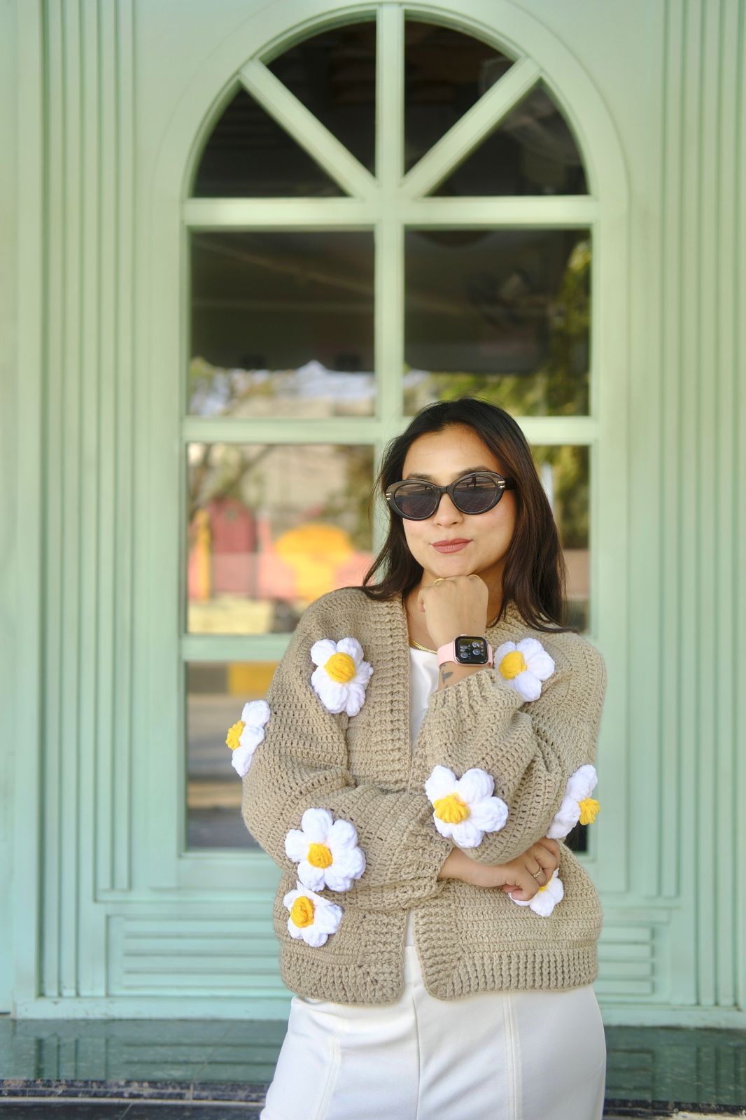 Beige Daisy Cardigan