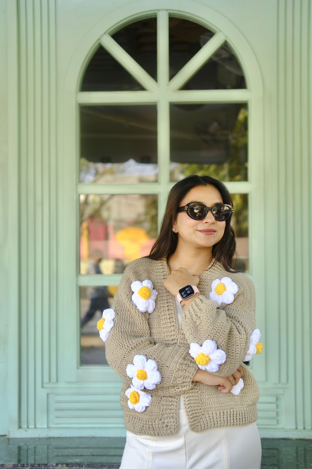 Beige Daisy Cardigan