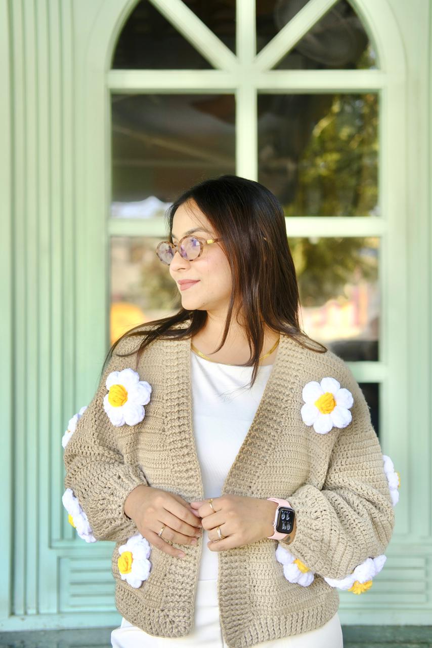 Beige Daisy Cardigan