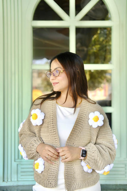 Beige Daisy Cardigan