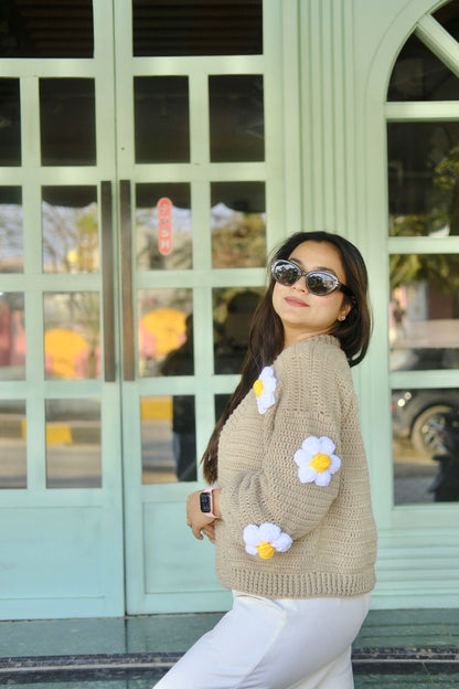 Beige Daisy Cardigan