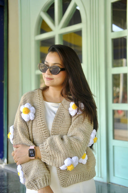 Beige Daisy Cardigan