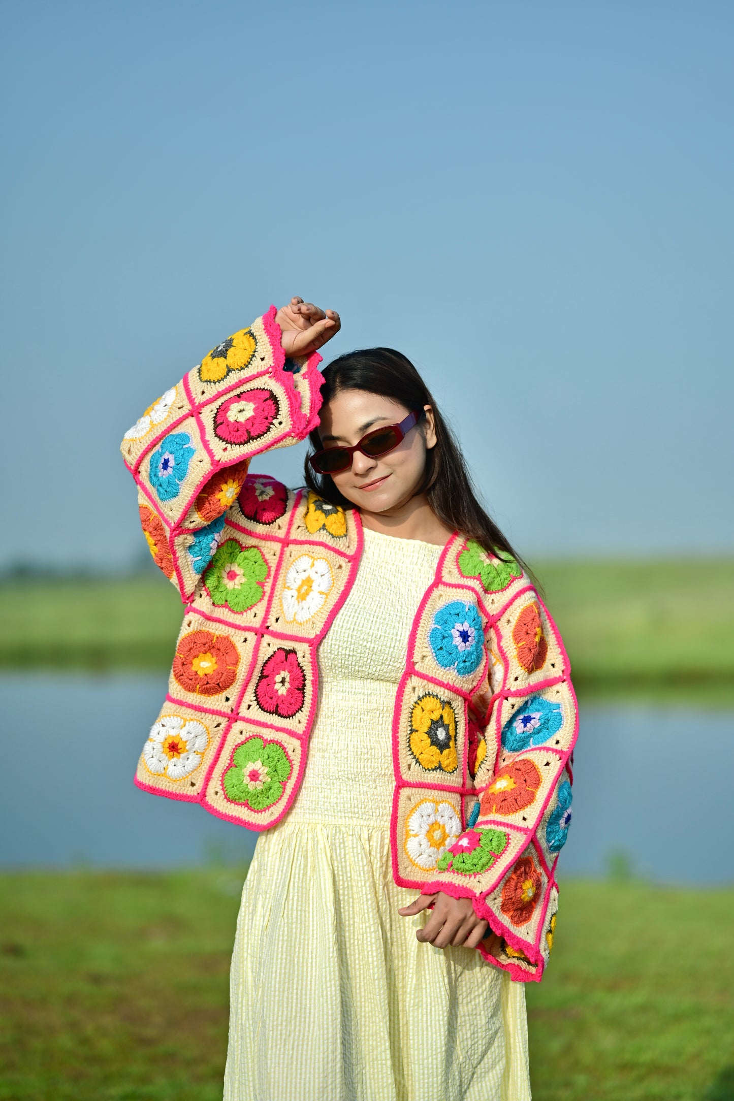 Blair Patch Handmade Cardigan - Multicolour