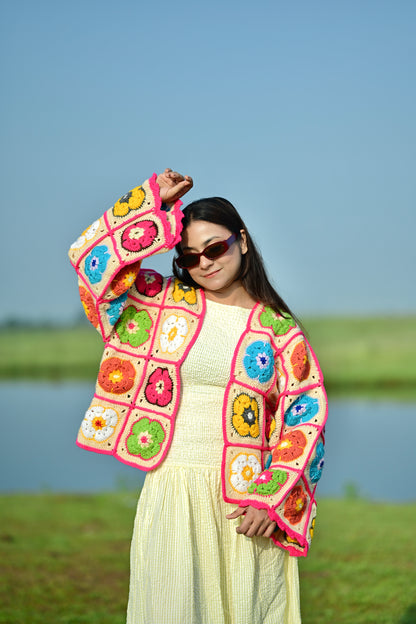 Blair Patch Handmade Cardigan - Multicolour