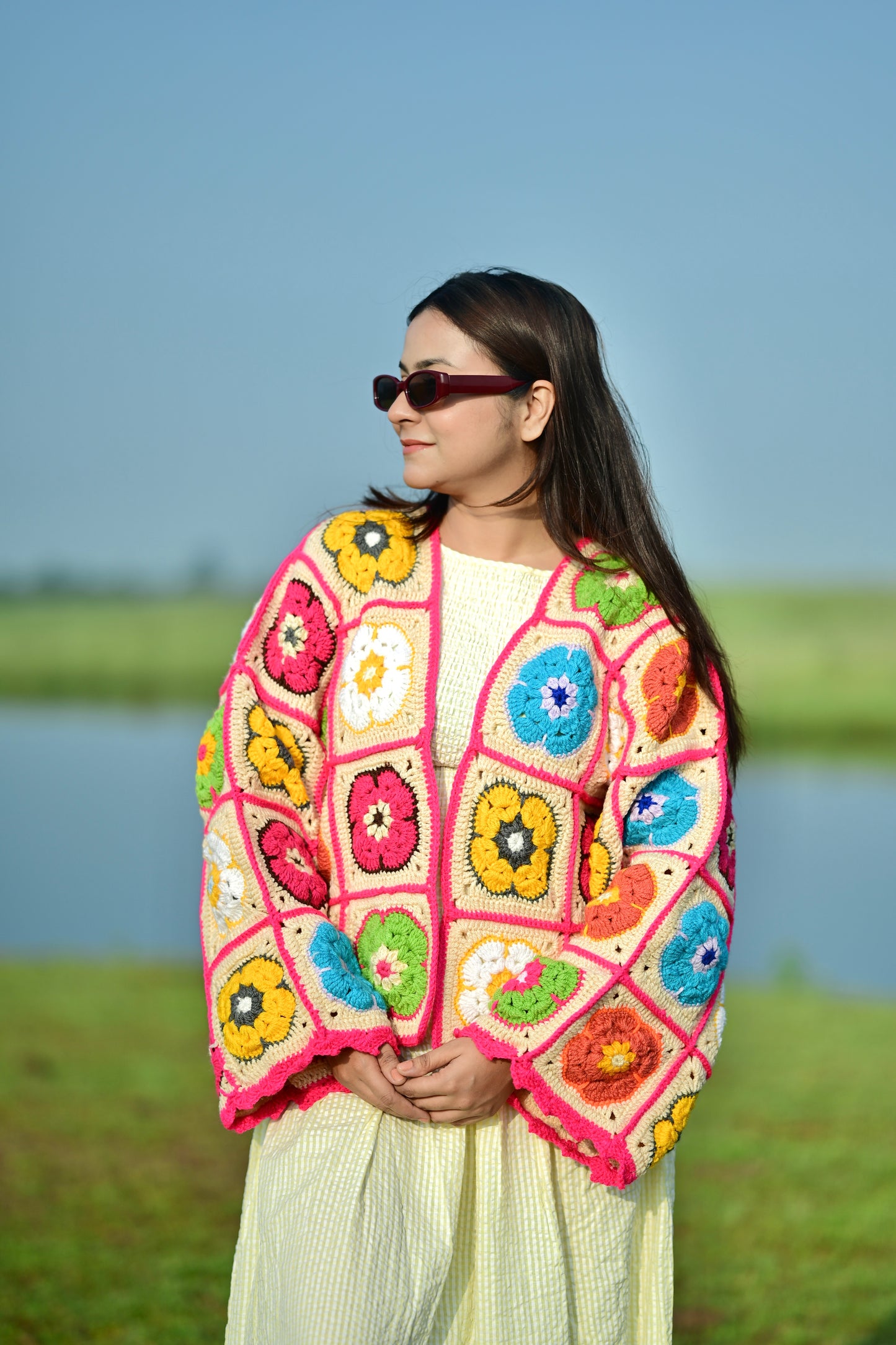 Blair Patch Handmade Cardigan - Multicolour