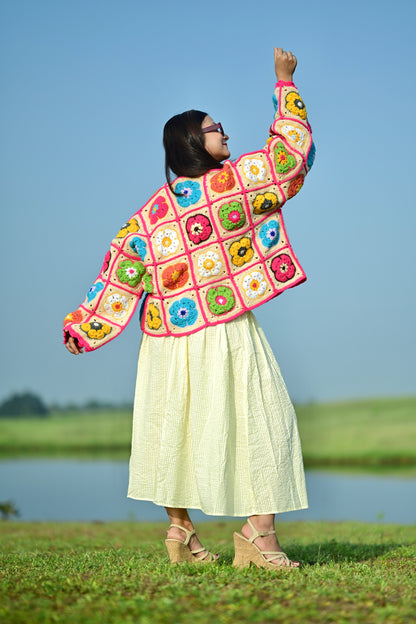 Blair Patch Handmade Cardigan - Multicolour