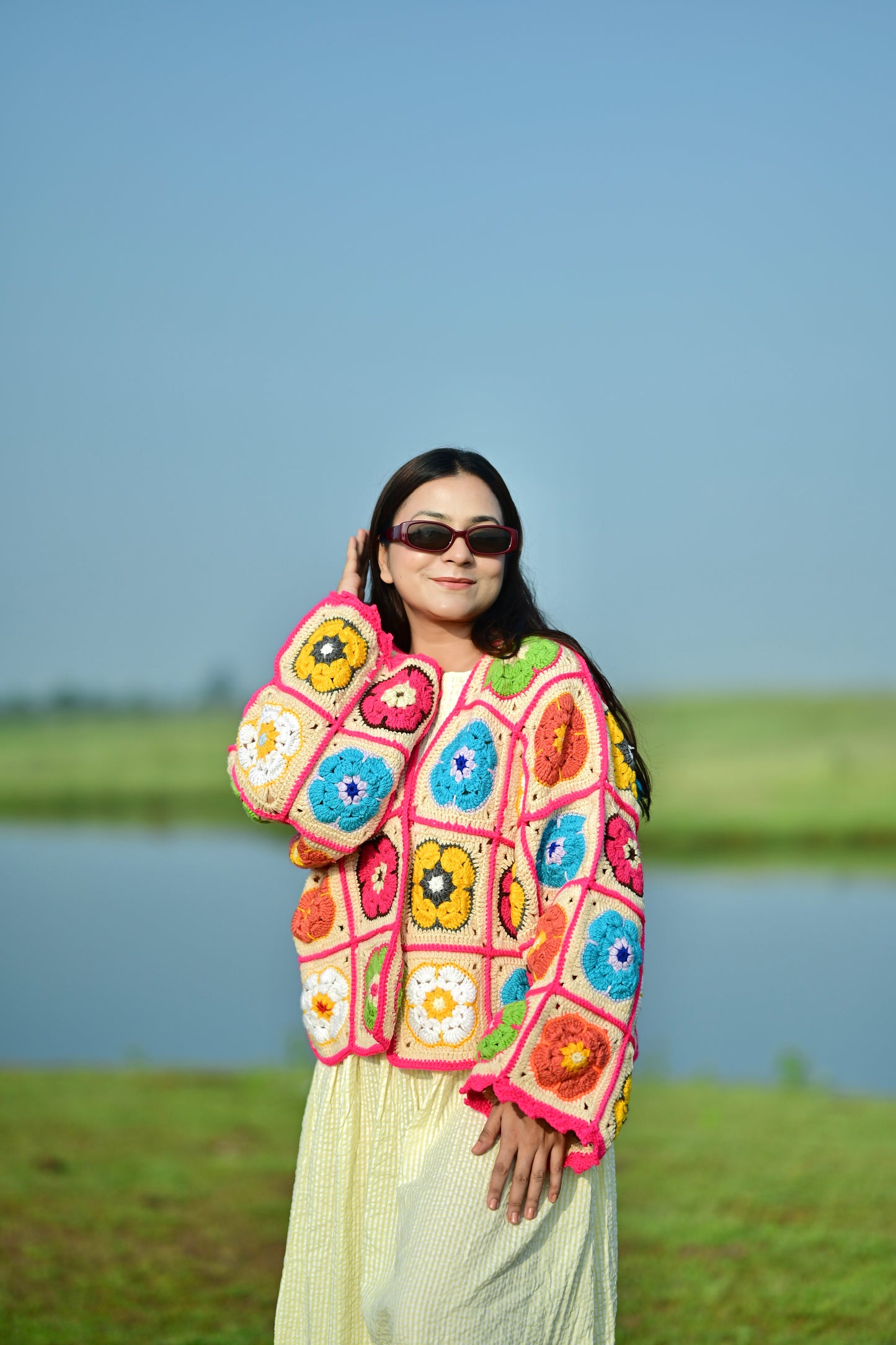 Blair Patch Handmade Cardigan - Multicolour