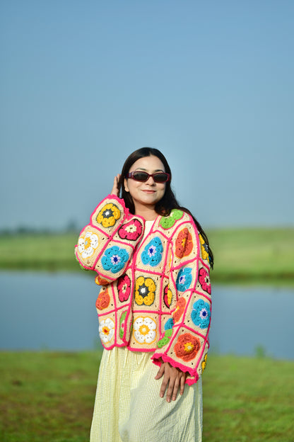 Blair Patch Handmade Cardigan - Multicolour