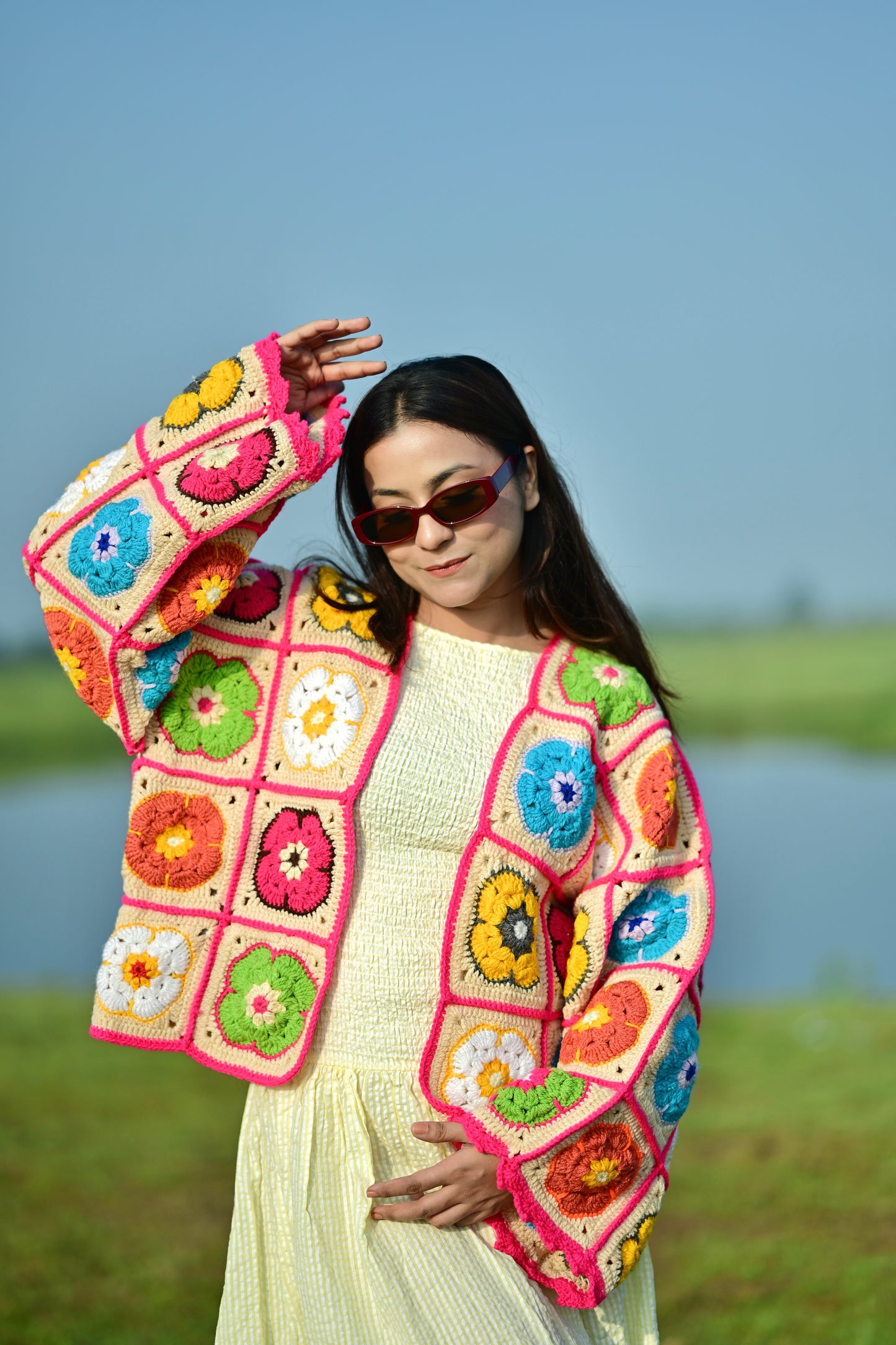 Blair Patch Handmade Cardigan - Multicolour