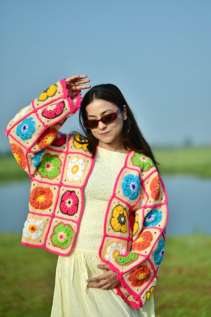 Blair Patch Handmade Cardigan - Multicolour