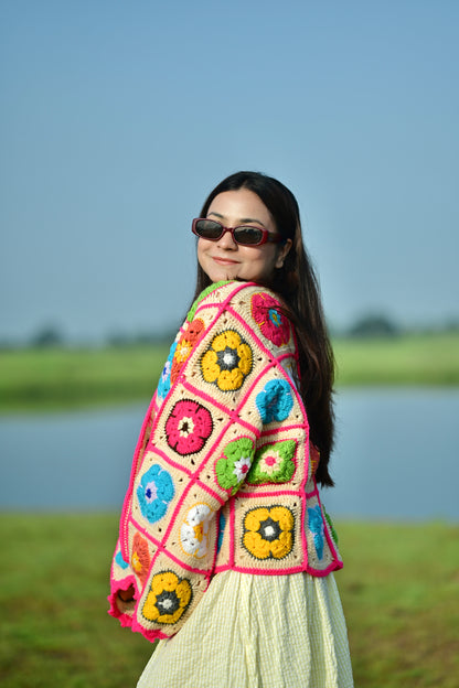Blair Patch Handmade Cardigan - Multicolour