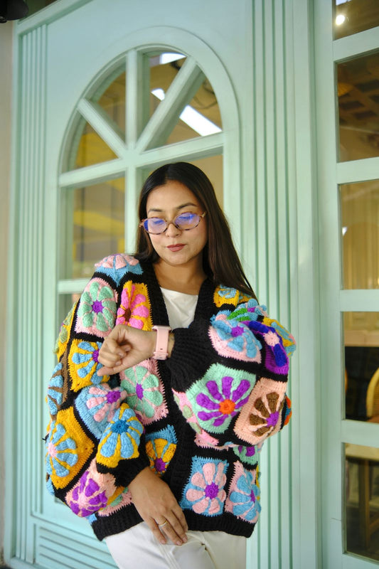 Black Flora Cardigan