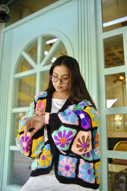 Black Flora Cardigan