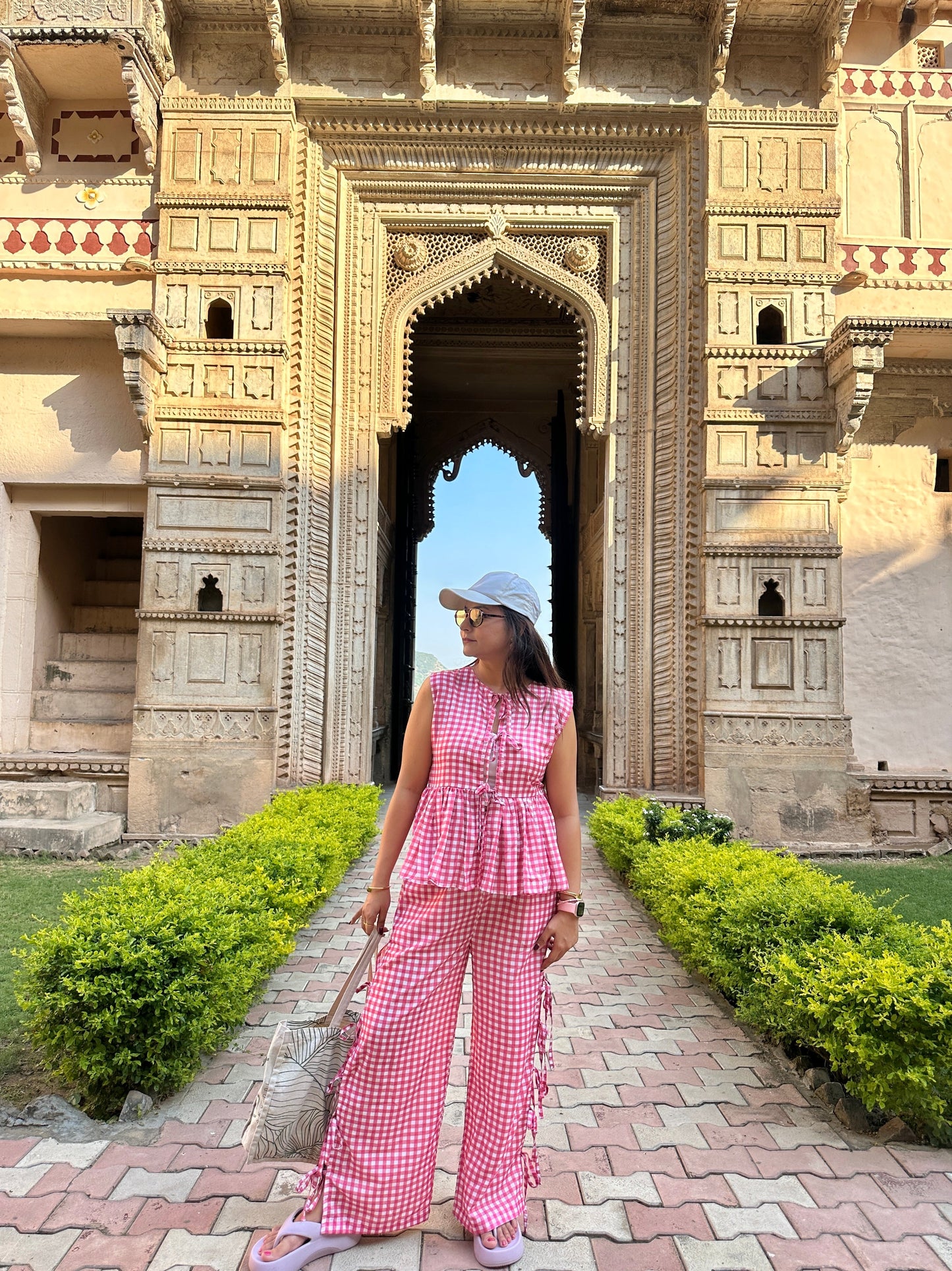 Brisa Ghingham Co-ord Set - Pink