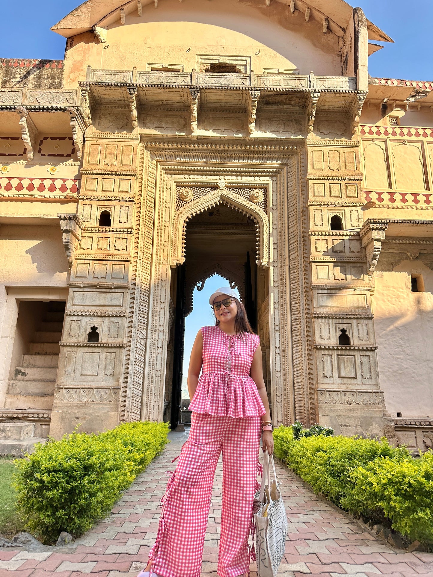 Brisa Ghingham Co-ord Set - Pink