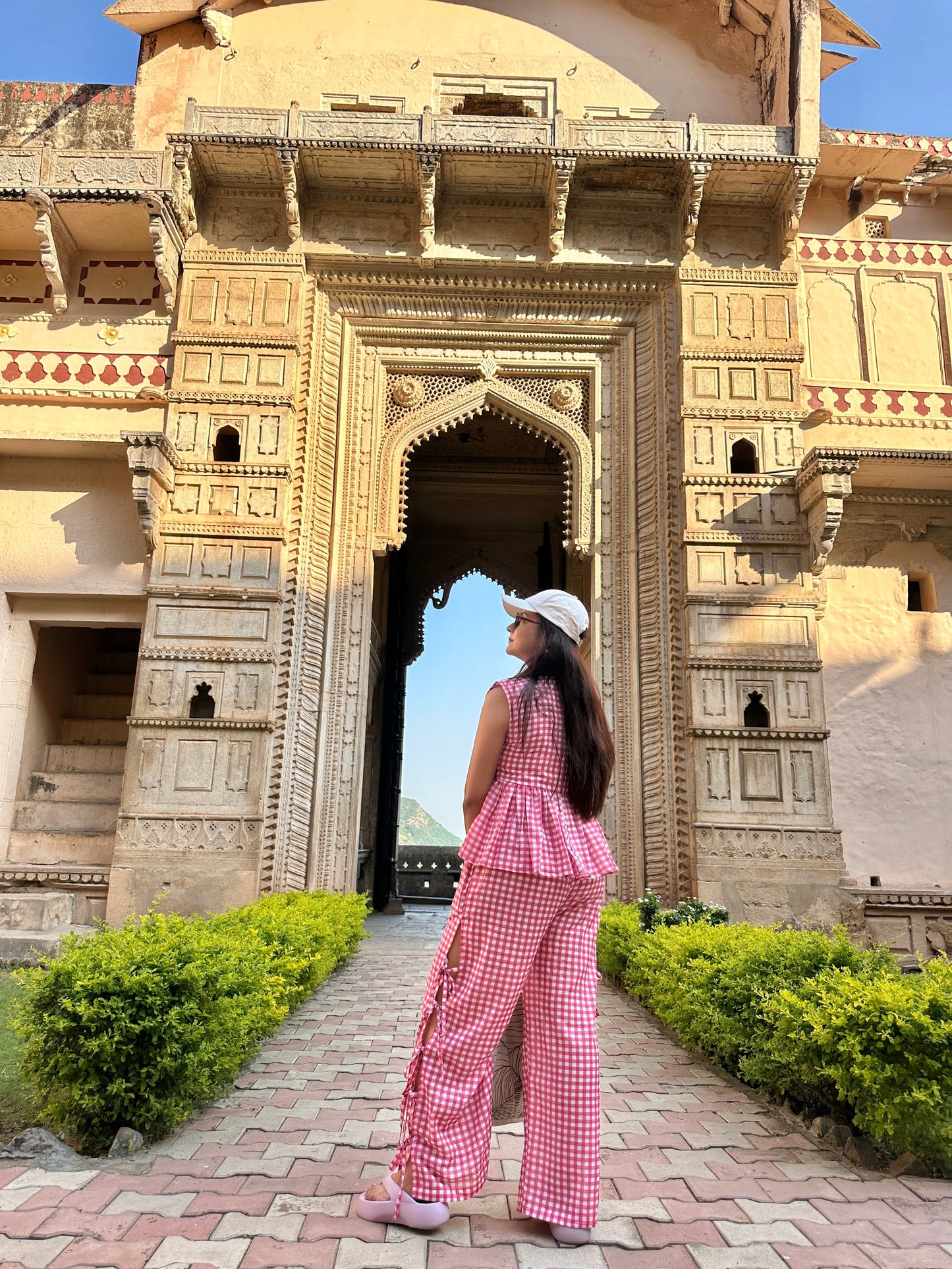 Brisa Ghingham Co-ord Set - Pink