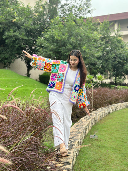 Berry MultiPatch Handmade Cardigan