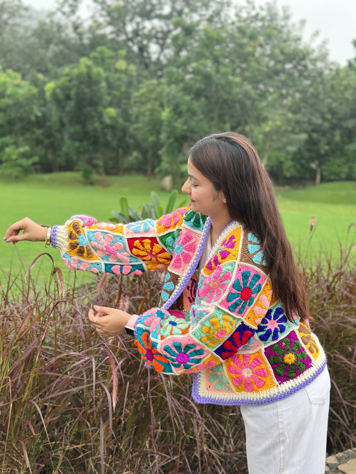 Berry MultiPatch Handmade Cardigan