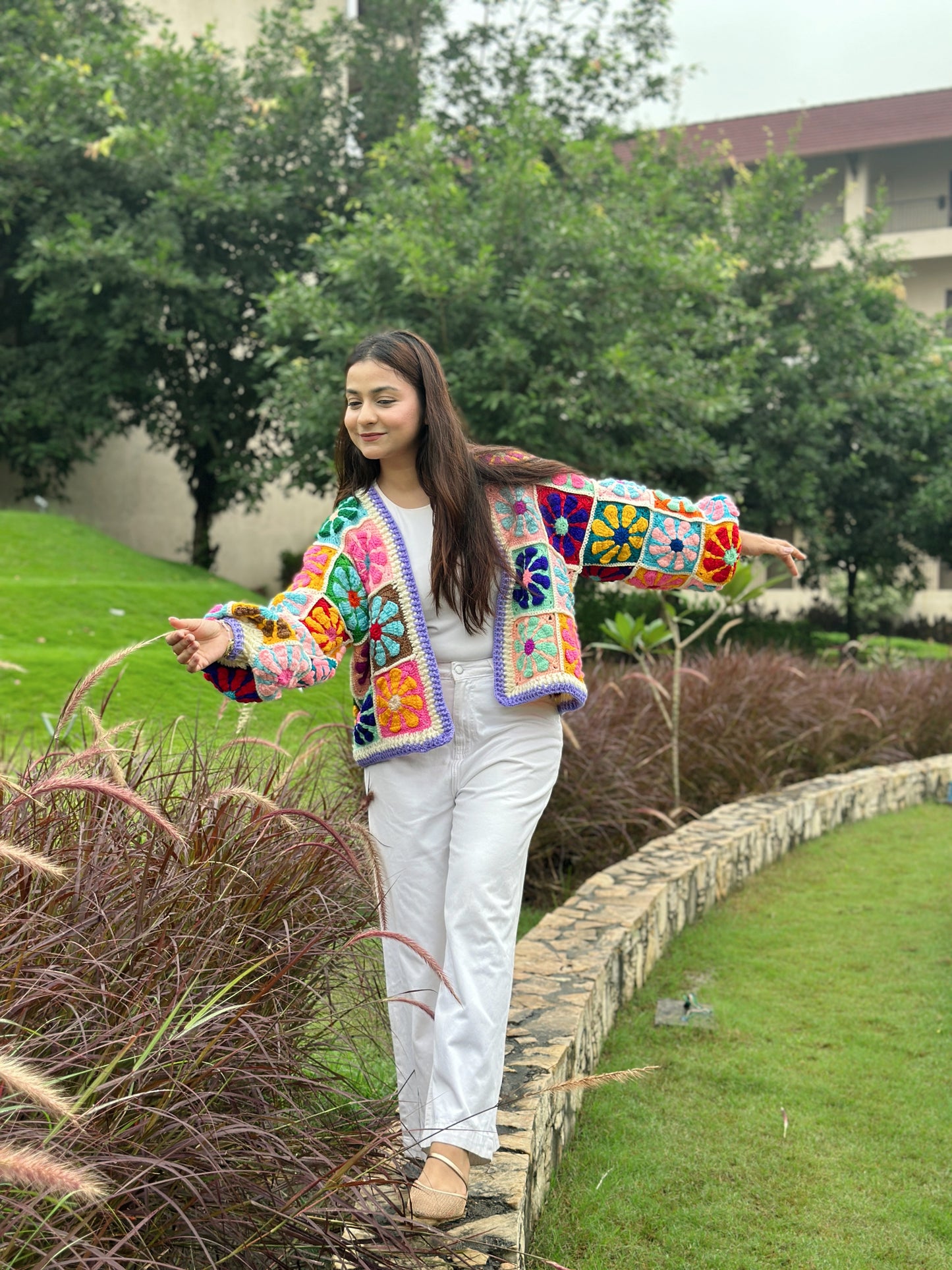 Berry MultiPatch Handmade Cardigan