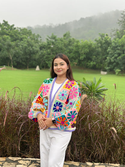 Berry MultiPatch Handmade Cardigan