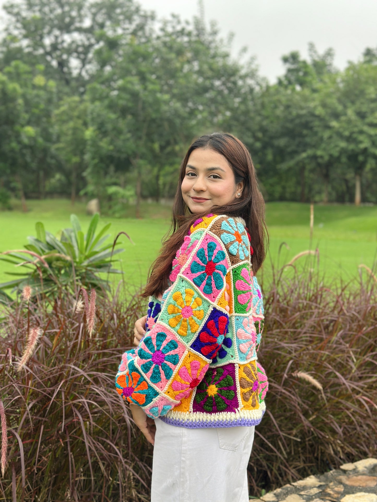 Berry MultiPatch Handmade Cardigan