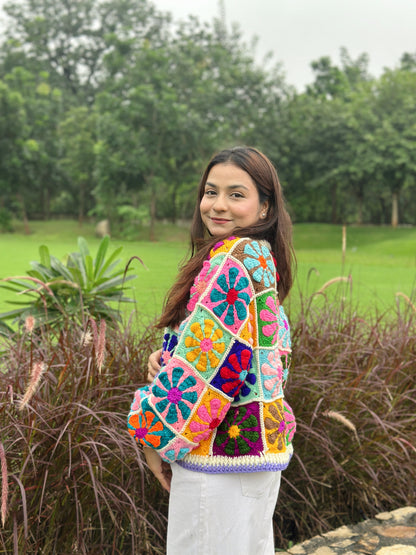 Berry MultiPatch Handmade Cardigan