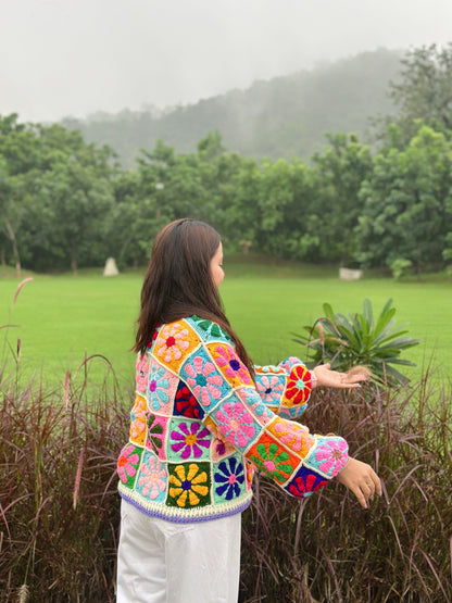 Berry MultiPatch Handmade Cardigan