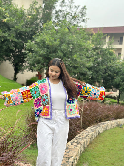 Berry MultiPatch Handmade Cardigan