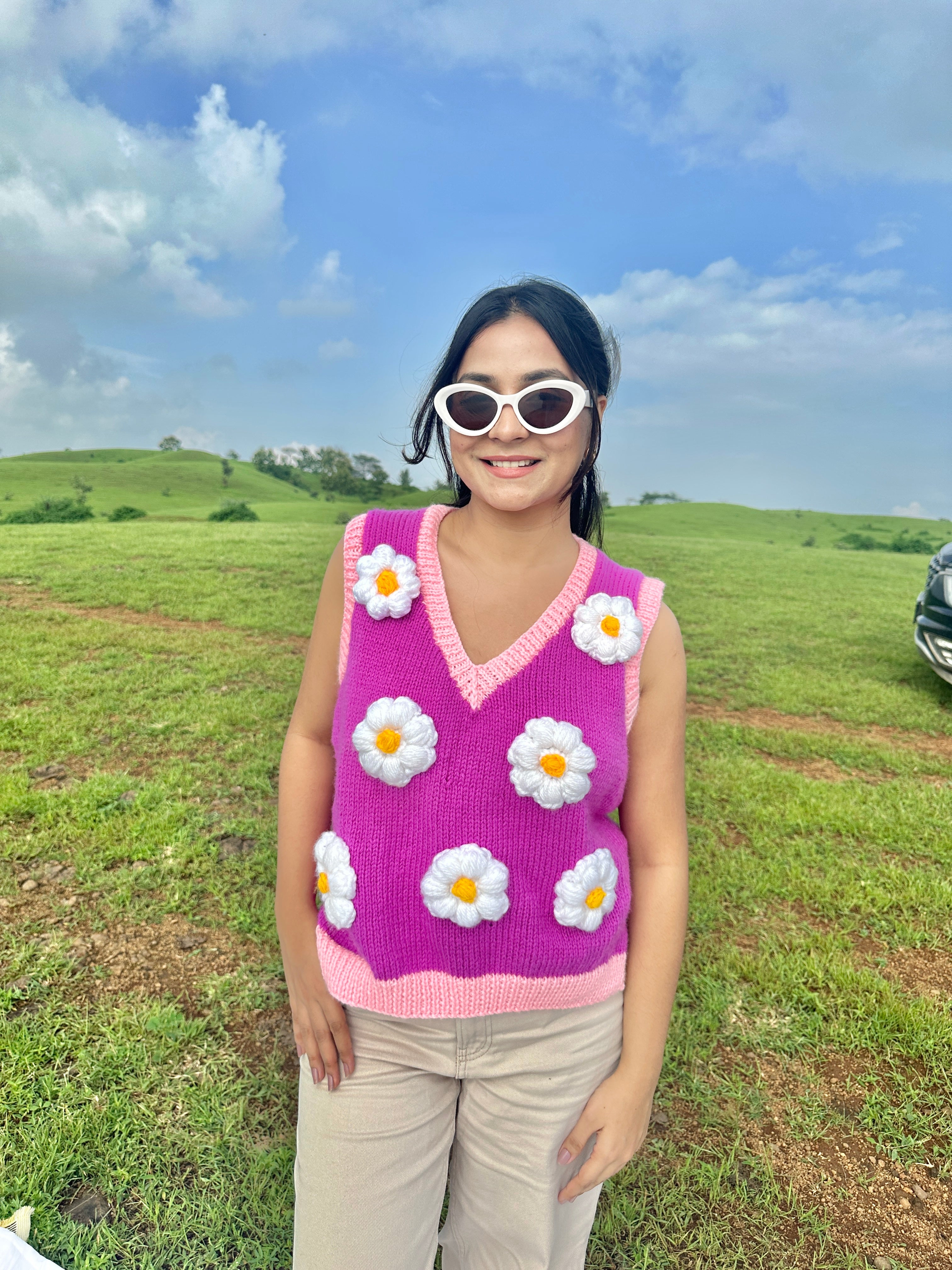 Pink Daisy Vest