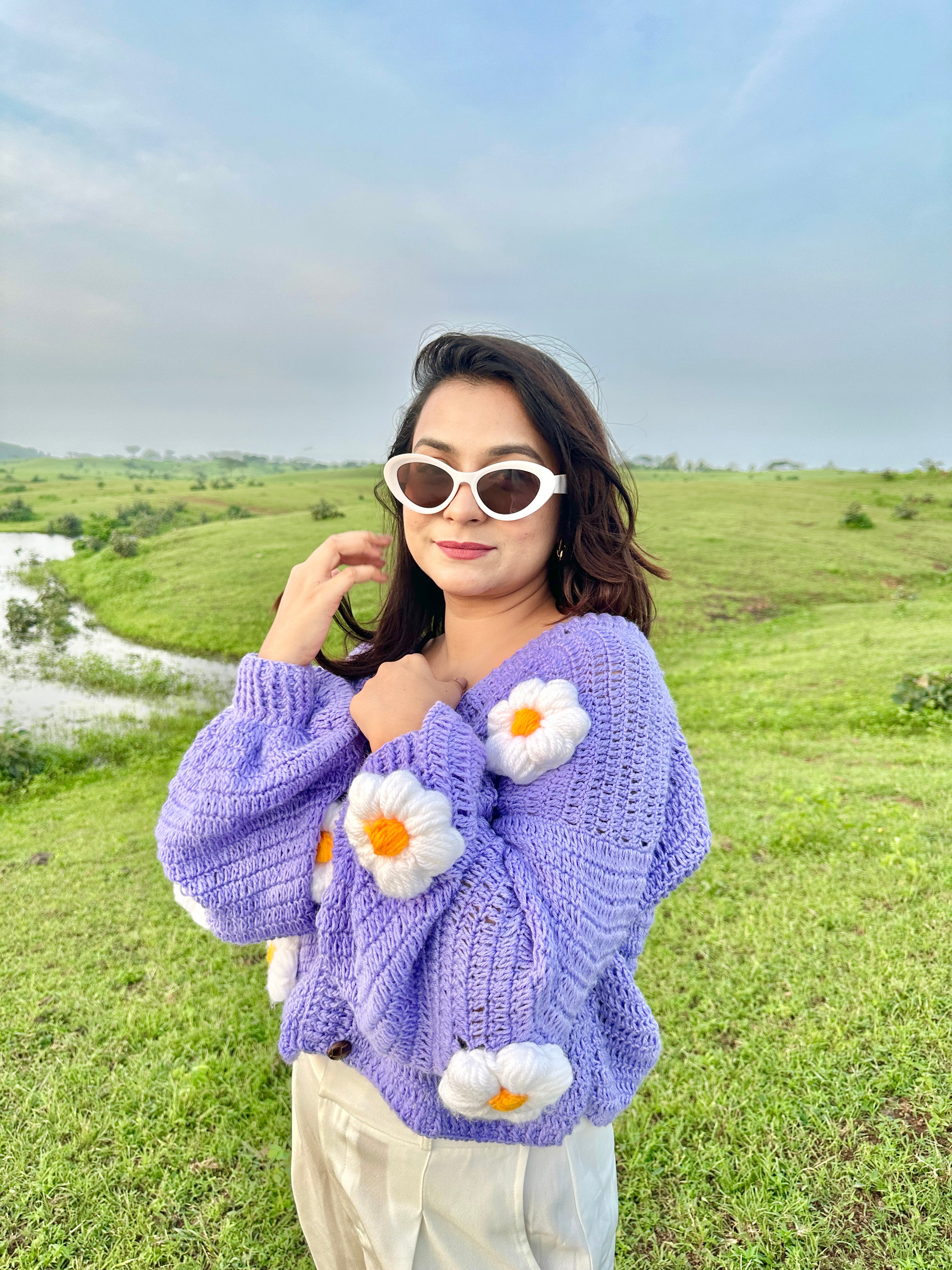 Purple Daisy Cardigan