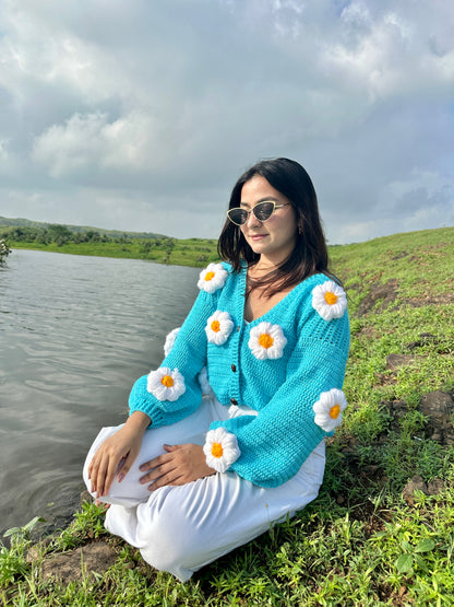 Blue Daisy Cardigan