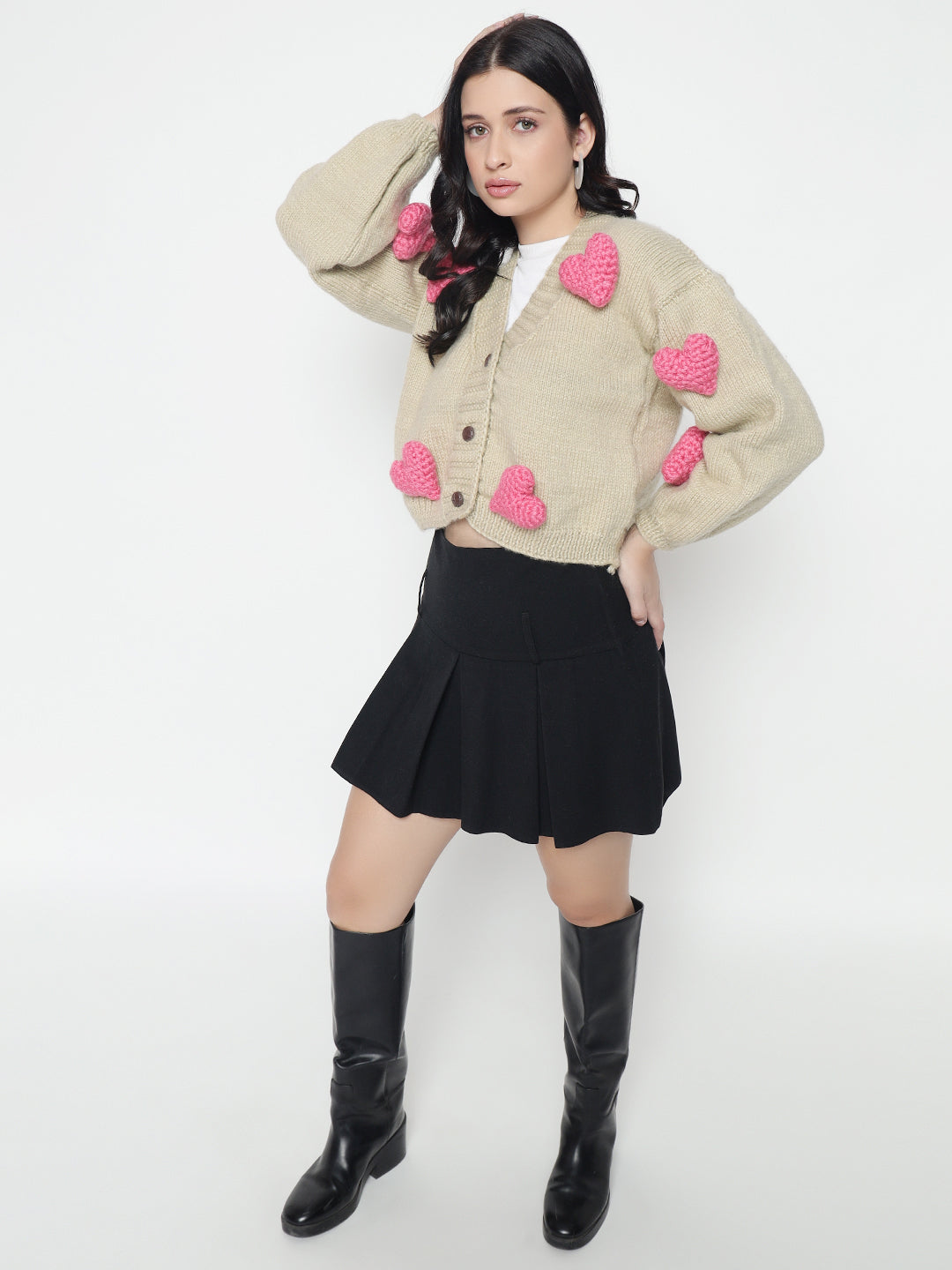 Love Tactic Cardigan - Pink Beige