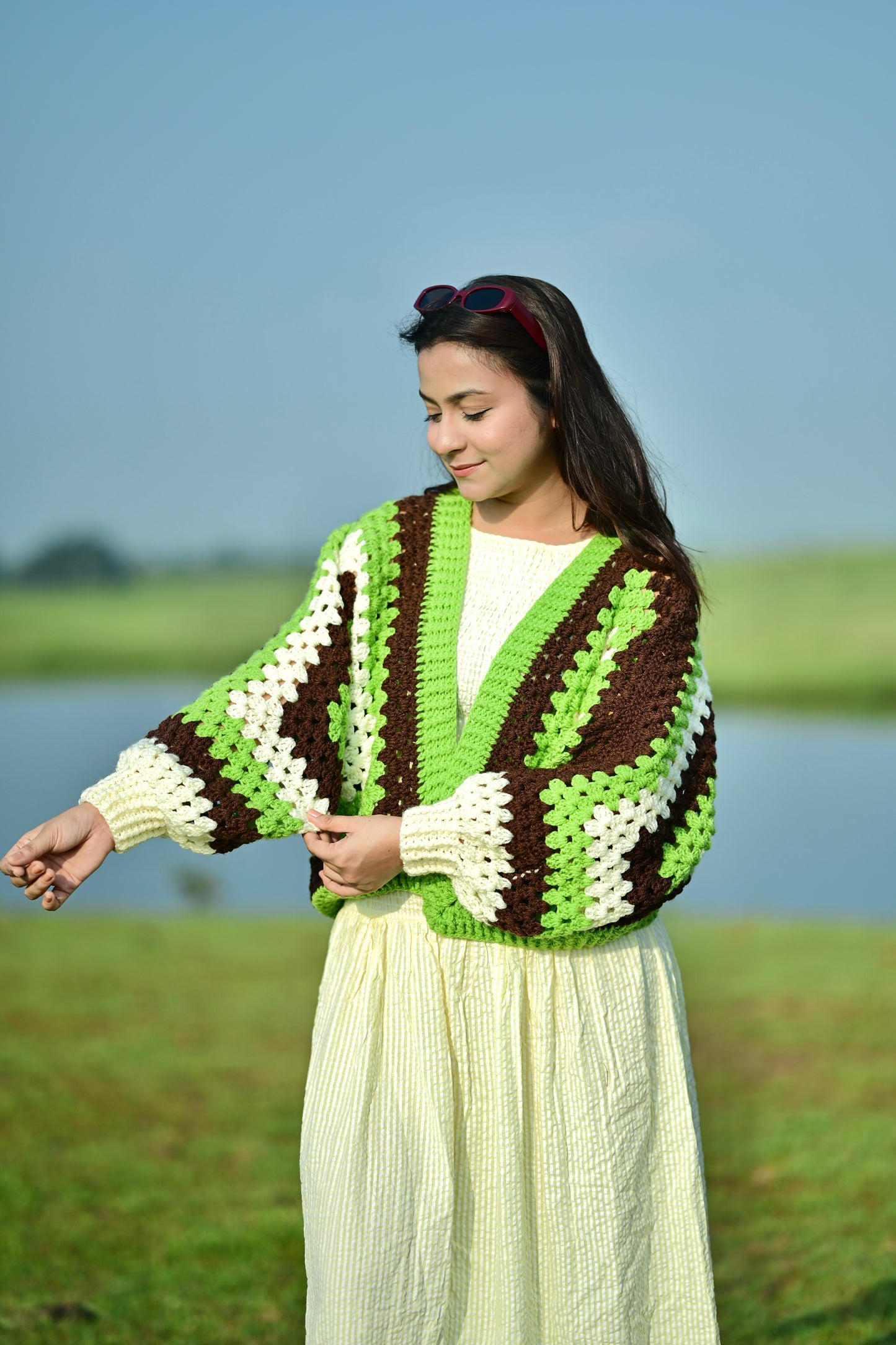 First Kiss Cardigan - Green Brown