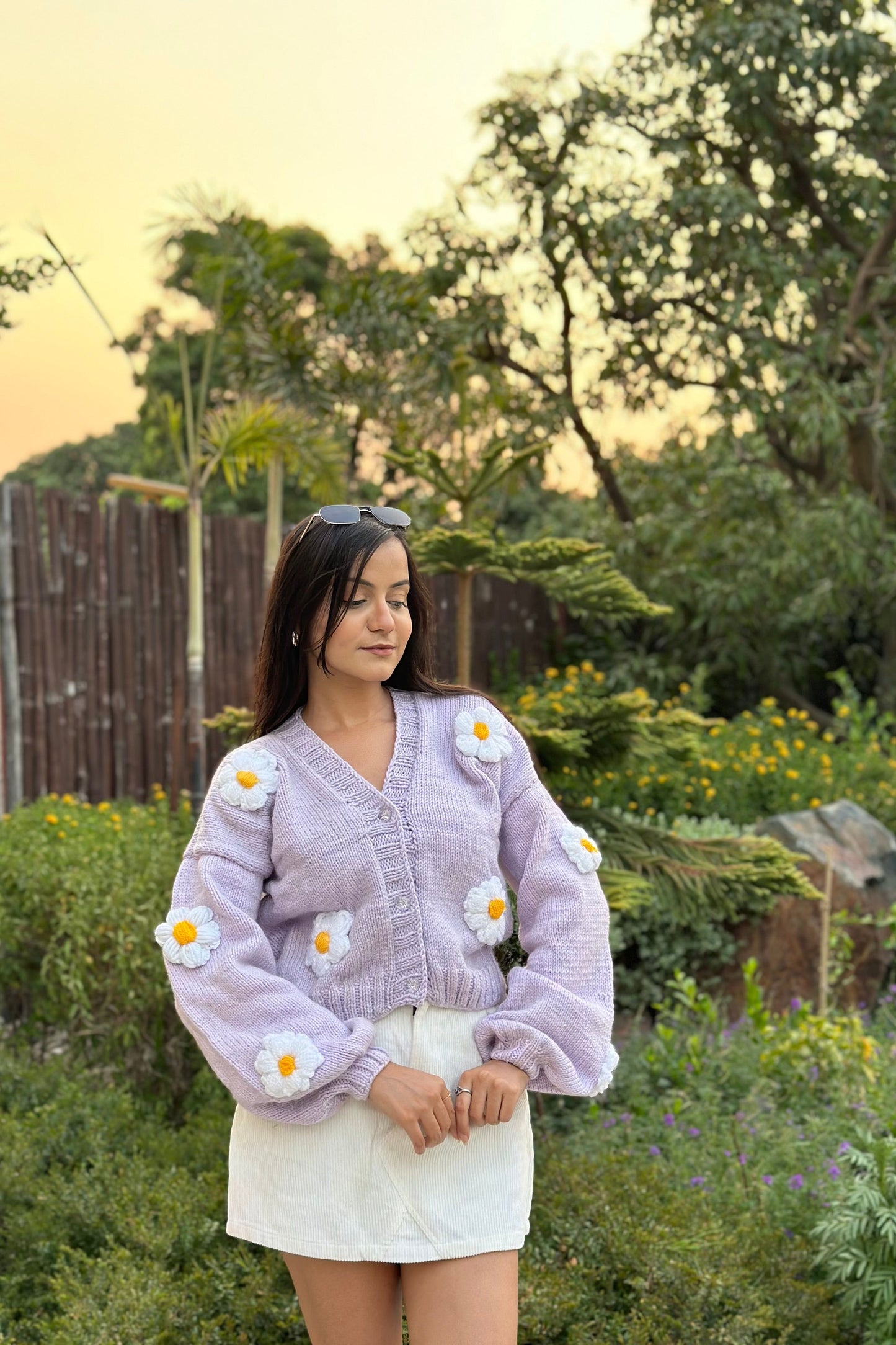 Light Purple Daisy Cardigan