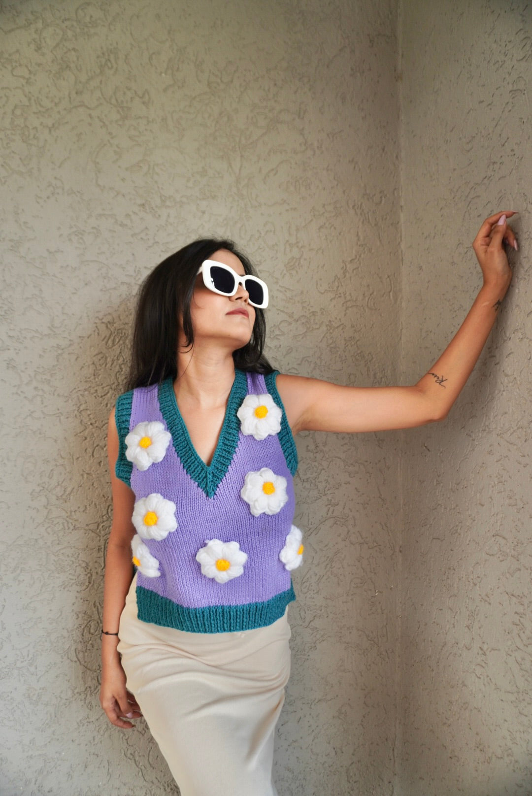 Purple Daisy Vest Coat