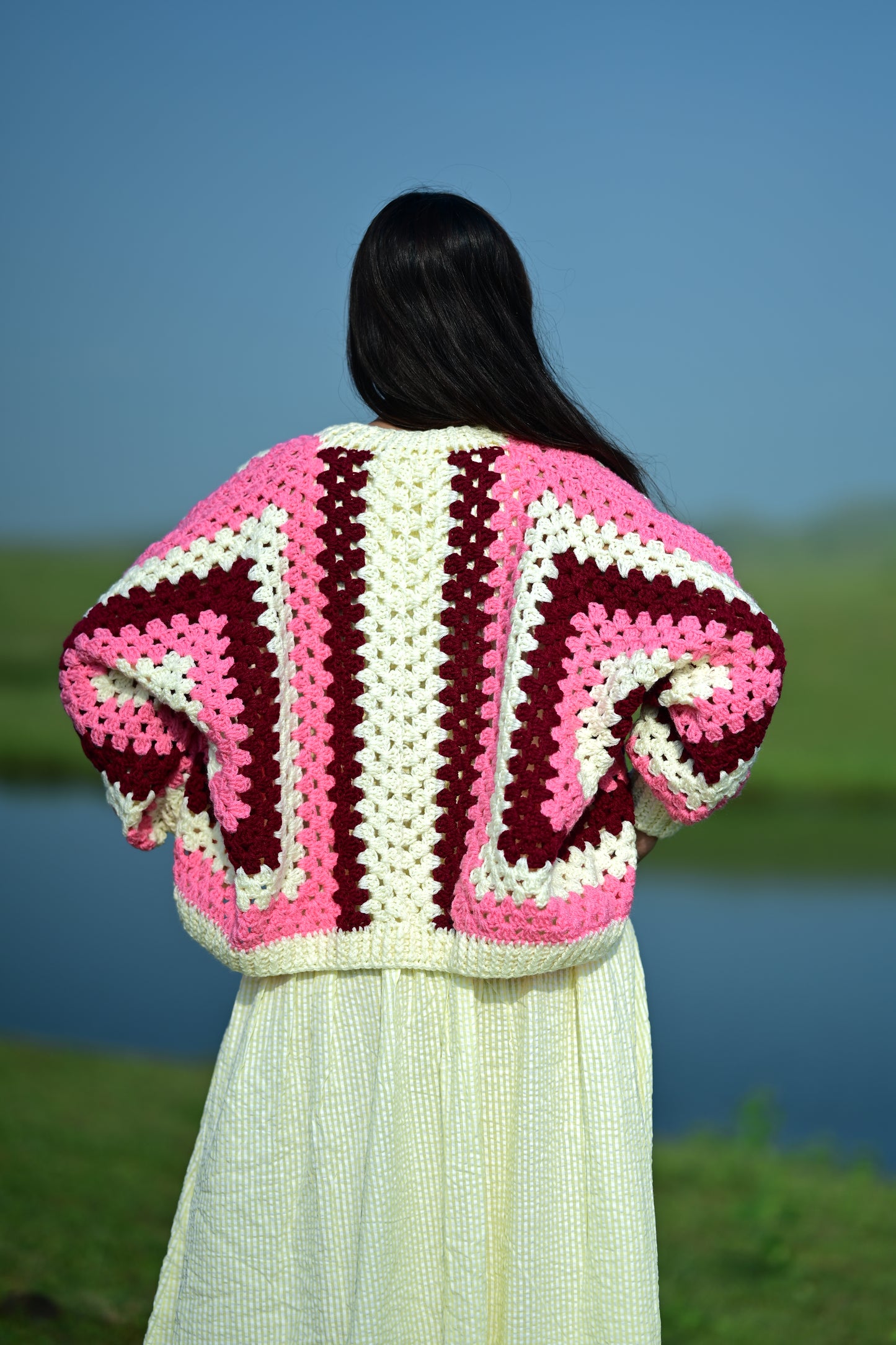 Cozy Pearl Cardigan - Pink Maroon