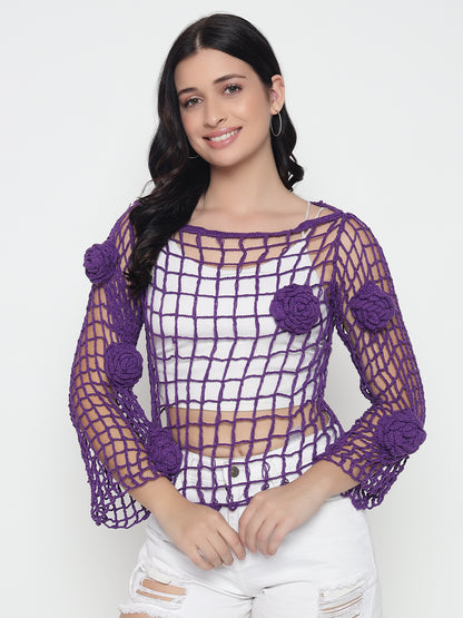 BeeQueen Purple Crochet Top