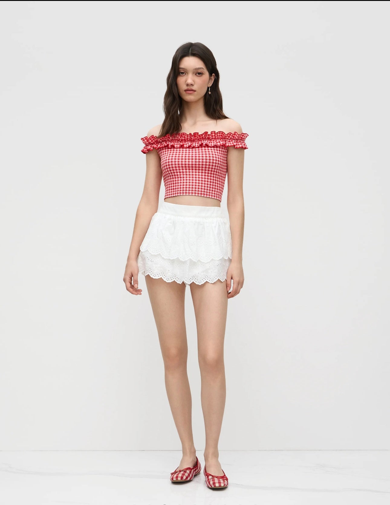 Off Shoulder Gingham crop top