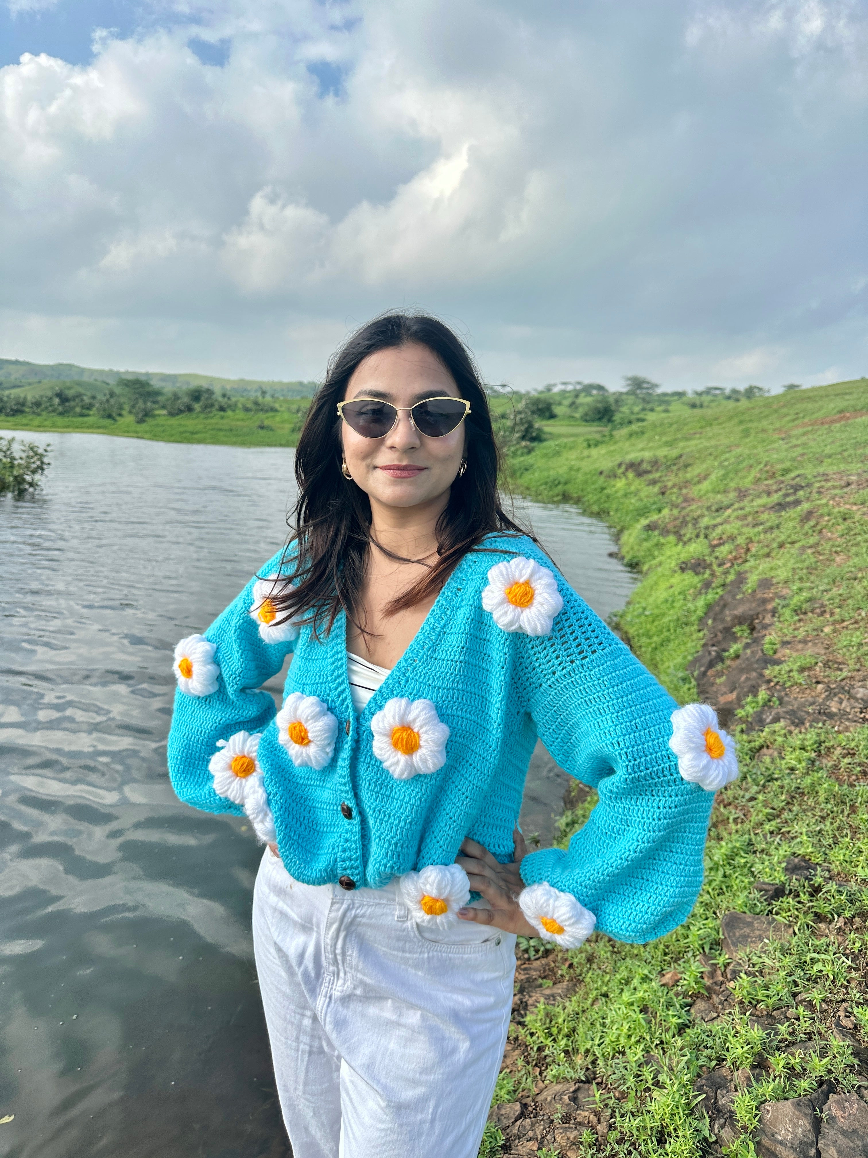 Blue Daisy Cardigan