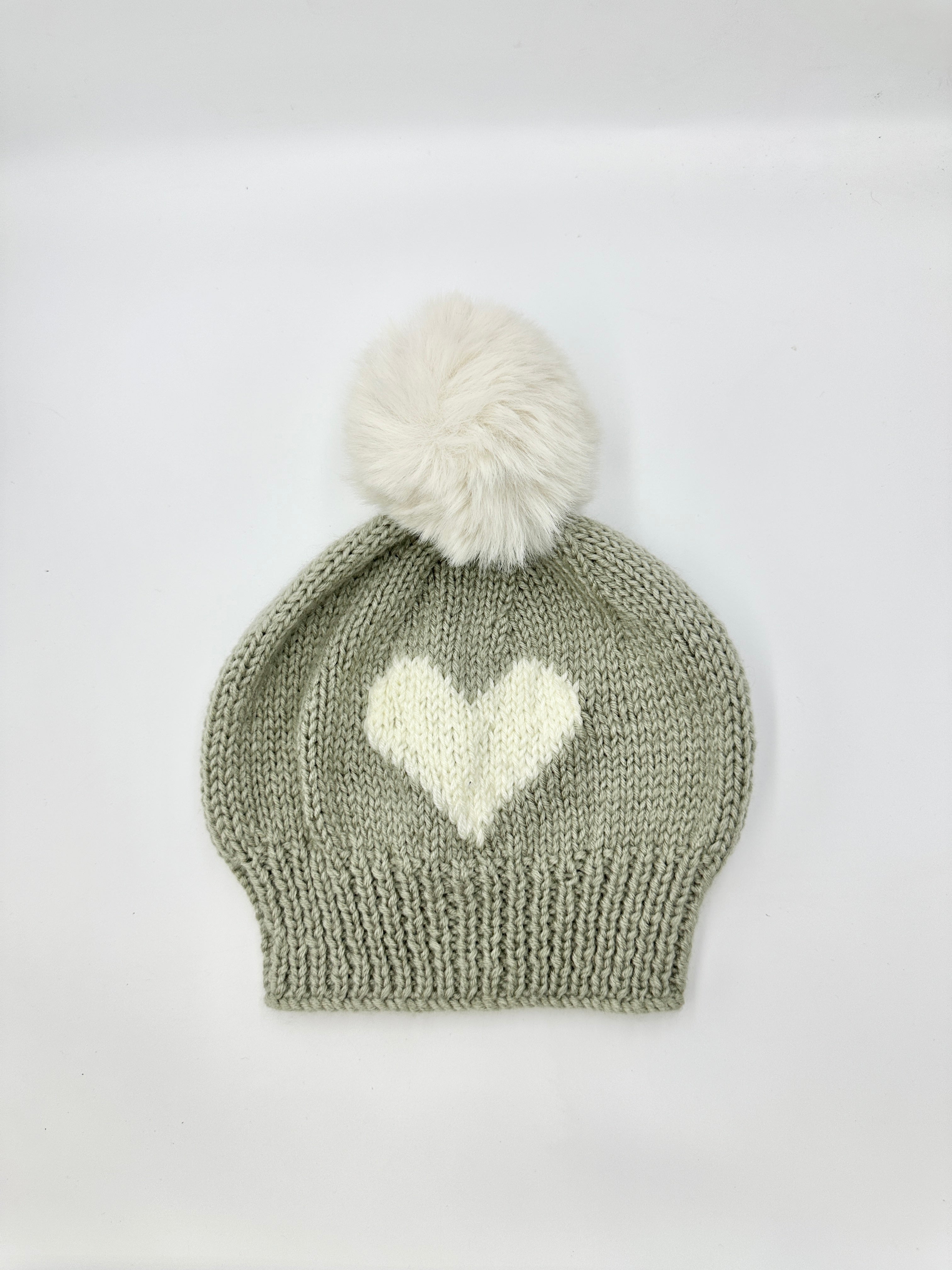 Grey Heart Beanie