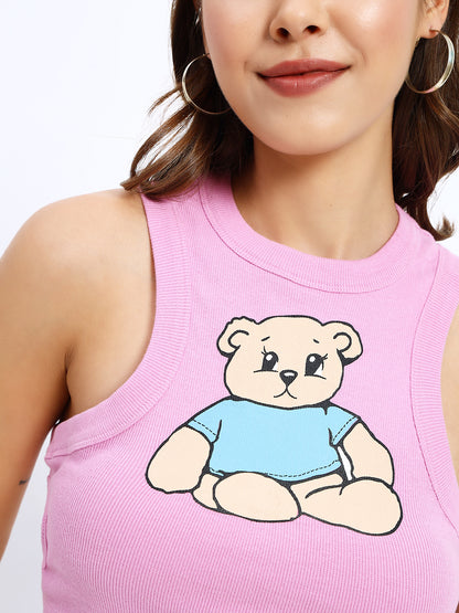 Pink Teddy Cami CutBack Top