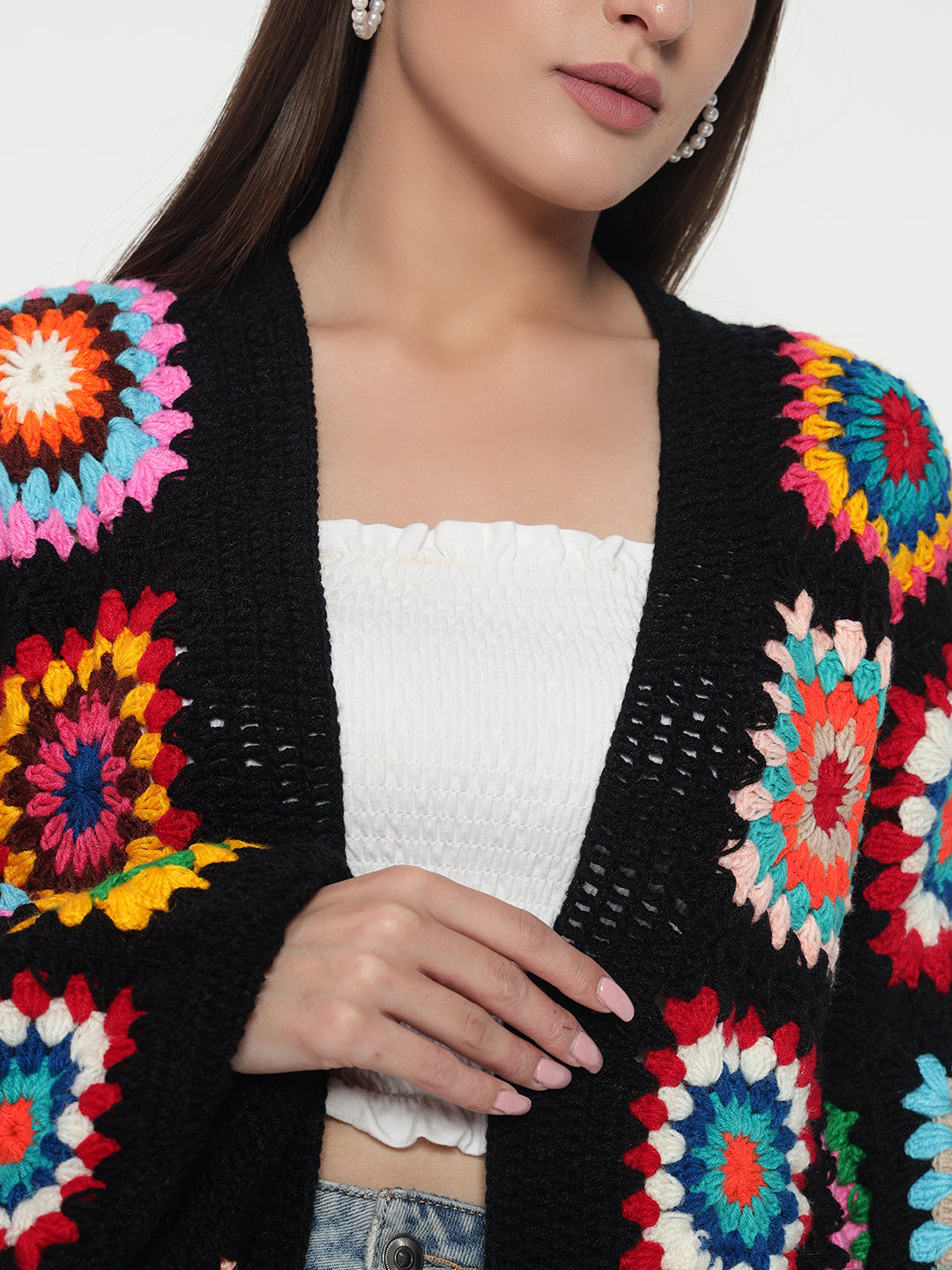 Bohemian Black Crochet Cardigan