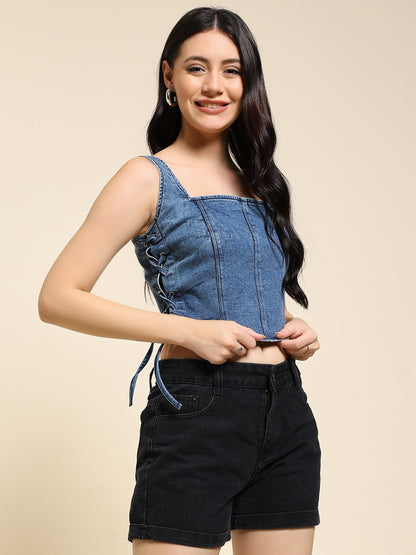 Denim Side Knot Corset