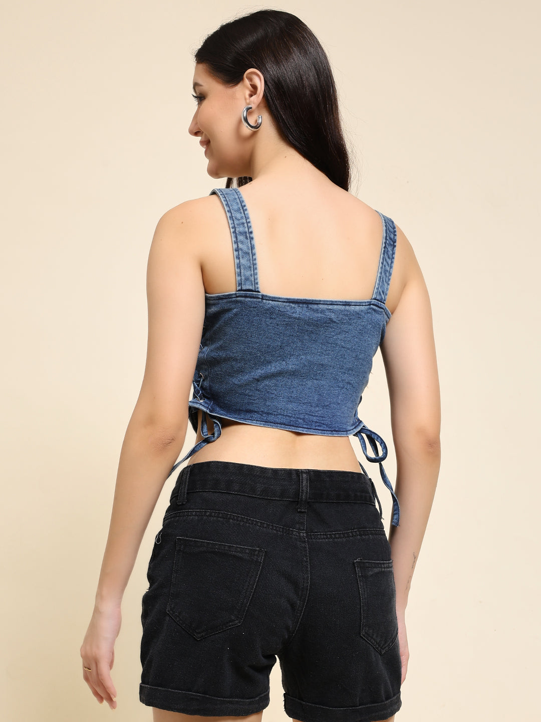 Denim Side Knot Corset