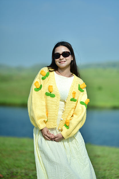 Dutch Flower Cardigan - Yellow