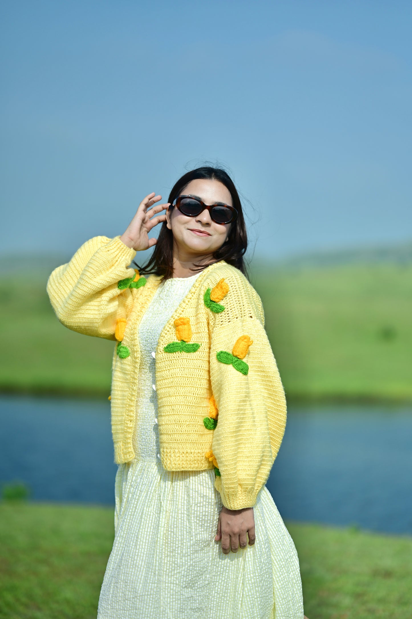 Dutch Flower Cardigan - Yellow
