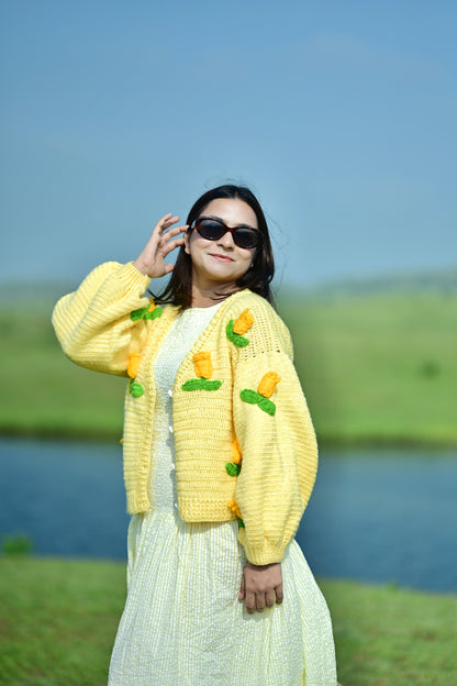 Dutch Flower Cardigan - Yellow